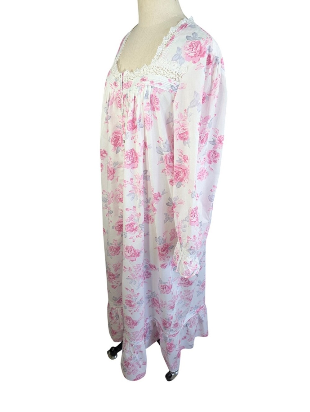 EILEEN WEST Cotton Floral Lace-Trim Button Front Traditional  Nightgown. XL - Picture 10 of 16